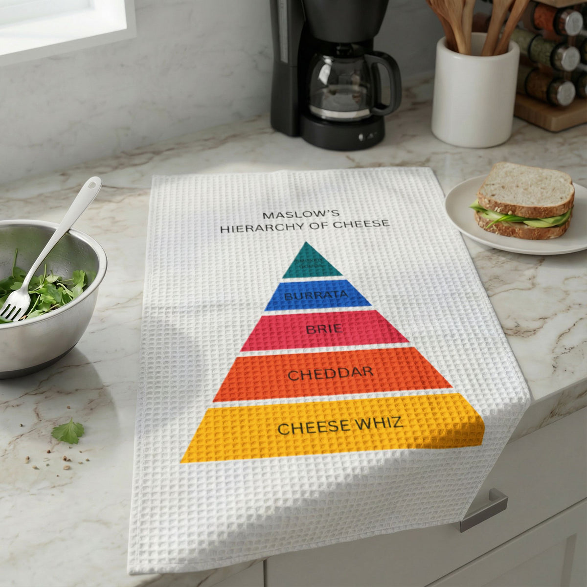 Maslow's Hierarchy of Cheese Tea Towel | By The Way